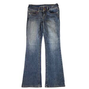 American Eagle Outfitters Kick Boot Jeans Womens Blue Denim Flap Pockets Size 6